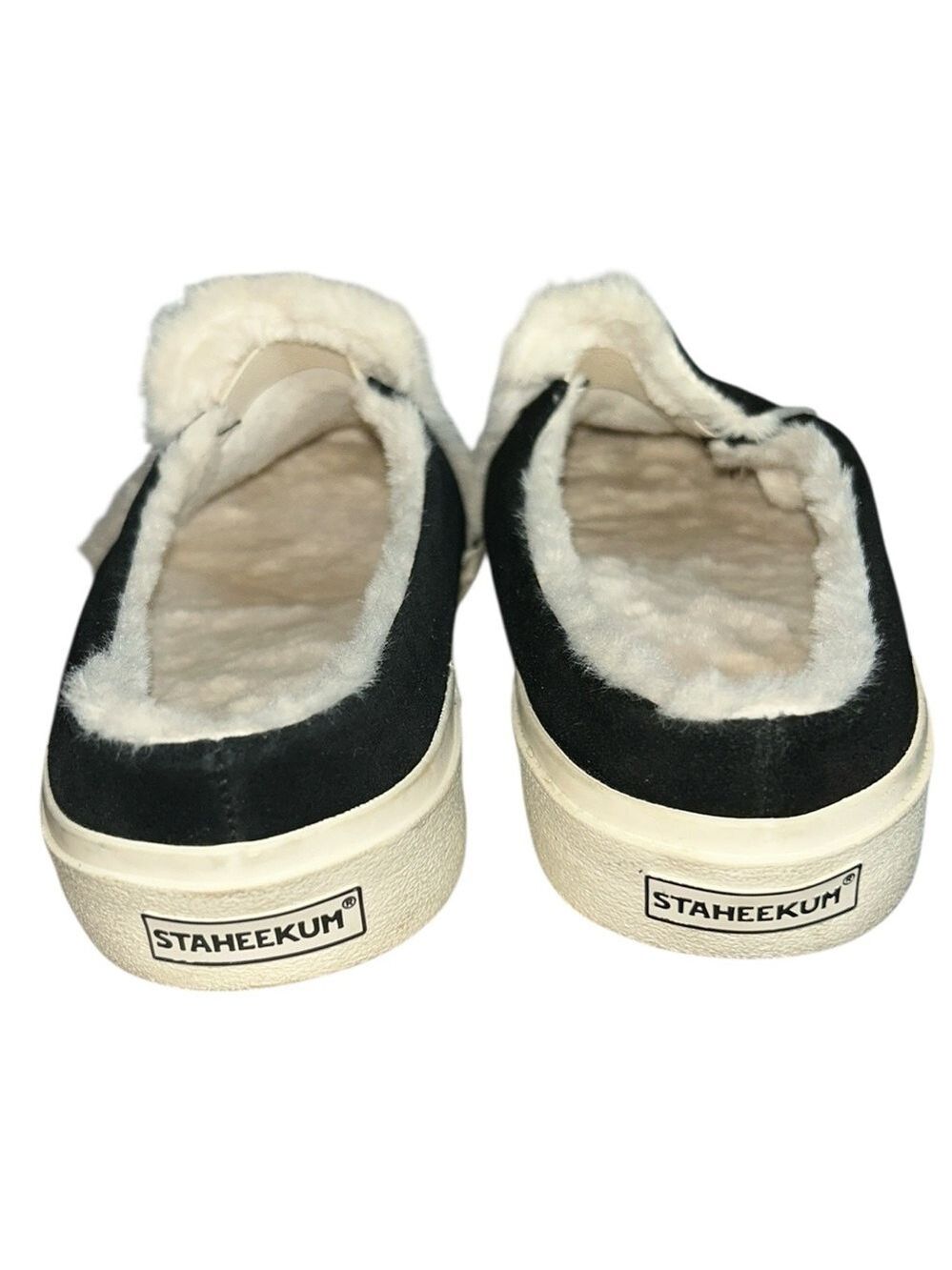 Staheekum Women's Cozy Camp Mules in Black Suede and Faux Fur Lining Size 9 - Picture 7 of 11
